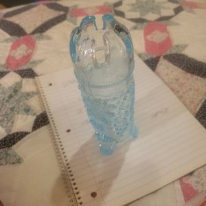 Fenton light blue grape design hstpin vase 1930s